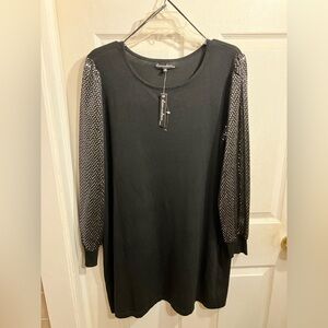 NWT Alison Andrew’s 1X Black Dress W/Long Sequined Sleeves. Retails for $50.